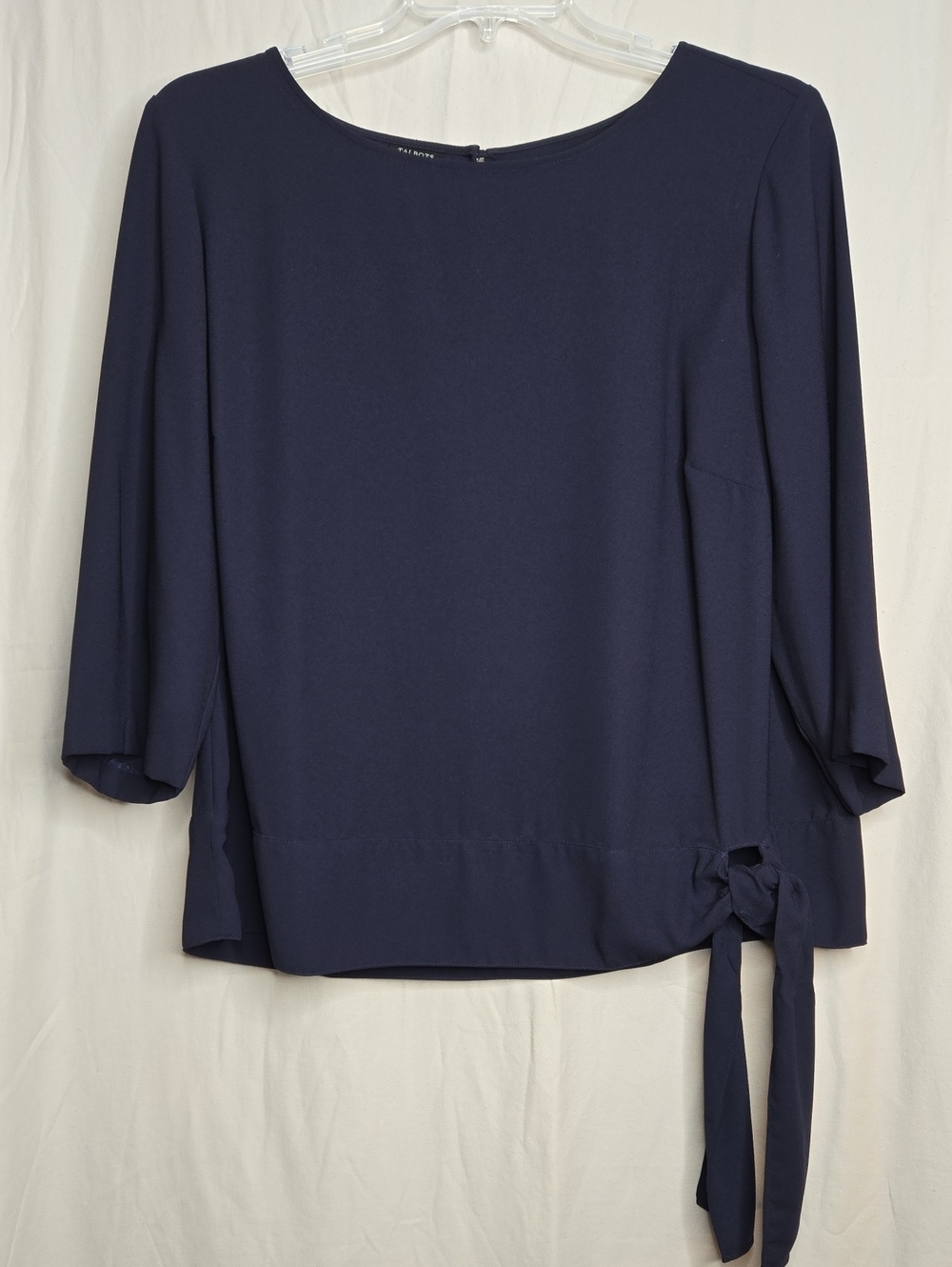 Talbots Navy Tie-Side Boatneck Blouse